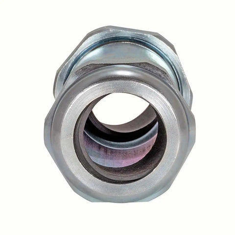 Close-up of Long Pattern Compression Coupling for 1 Inch IPS Galvanized Steel, 4 3/8 Inch Length, showing interior details