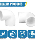 Quality Products display of 12 Pack 0.75 Inch 90 Degree PVC Elbow Fittings Furniture Grade White Connectors for DIY Furniture Making