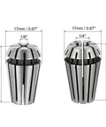 ER16 Spring Collet Chuck Set For CNC Milling Engraving Lathe, 1/8 inch and 1/4 inch clamp diameters, shown with dimensions
