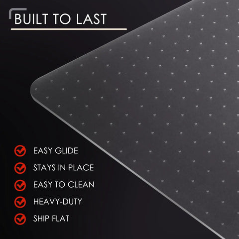 Clear 32x48 Office Chair Mat For Carpeted Floors, Heavy Duty Desk Chair Mat With Studded Underside, No Slip Pad Protects