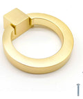 6 Pcs Brushed Brass Cabinet Ring Pulls Set In Zinc Alloy With Durable Single Hole Design Includes 22mm And 40mm Screws