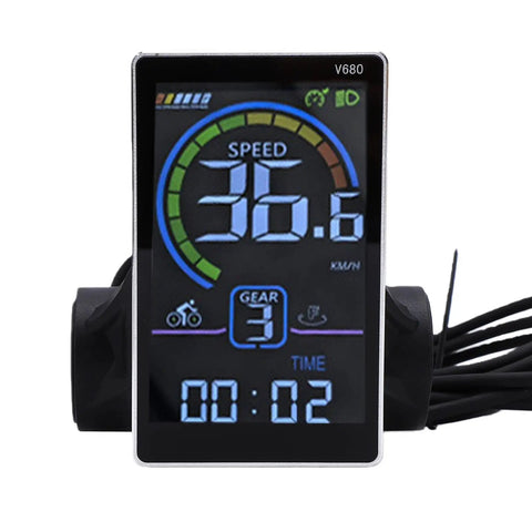 Slick Color Screen LCD Dashboard showing speed and gear for Scooter Upgrade Kit With 350W Brushless Controller.