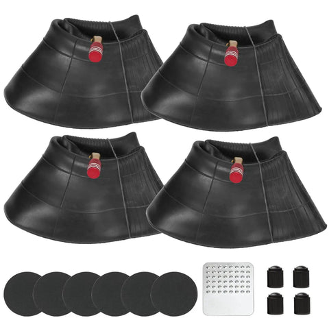 4 Pack 4.10/3.50-4 Inner Tubes With TR87 Bent Valve Stem 10 Inch Heavy Duty Replacement, black tubes with valve caps and patches