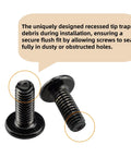 Beefy Heavy Duty M6 X 15mm Flat Head Hex Socket Cap Screws Bolts 30 Pcs In 304 Stainless Steel Black Zinc Plated Full Thread For Furniture Offices And Garages With Hex Spanner Included shown front view with text highlight