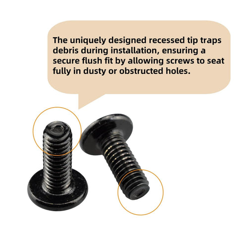 Beefy Heavy Duty M6 X 15mm Flat Head Hex Socket Cap Screws Bolts 30 Pcs In 304 Stainless Steel Black Zinc Plated Full Thread For Furniture Offices And Garages With Hex Spanner Included shown front view with text highlight