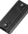 Keymod Rail Tripod Plate Adapter Mount With Safety Stop Screws For Your Tripod Ball Head Arca Swiss RRS Dovetail Ready For Pro Gearheads CNC Aluminum Type III Hard Anodized Precision Mount For Photography, showing top angle with screws