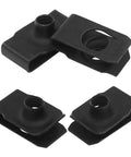 Top Shelf M6 U Style Clip Nuts, 25 Piece Black Automotive Bumper Fender Fastener Kit shown from multiple angles, heavy duty carbon steel