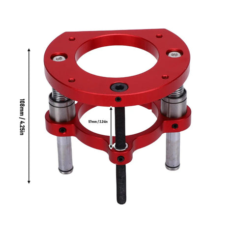 Router Table Base With Two Jaw Clamp System Aluminum Lift Base For Woodworking And Trim Machines Easy Height Adjustment 70mm Lift Universal Fit For 64-66mm Motor Heavy Duty Crafting Essential, red aluminum lift base with 108mm height