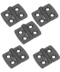 Rotating Concealed Hinges Set For Cabinets And Furniture Durable Plastic Black Hinges 10 Pack Small Hidden Hinges shown in closeup