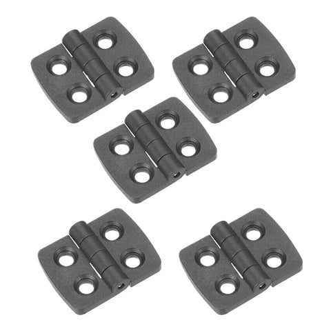 Rotating Concealed Hinges Set For Cabinets And Furniture Durable Plastic Black Hinges 10 Pack Small Hidden Hinges shown in closeup