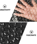 Thickened LDPE Bubble Wrap Roll for Moving and Shipping, one roll cushion film, close-up of hand pressing on bubble surface