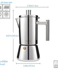 Heavy Gauge Stainless Steel Stovetop Espresso Maker And Legit Italian Moka Pot for 4 cups, 200ml capacity, suitable for all stove tops.