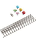 Stainless Steel M4 Threaded Rods And Nuts Kit With 5 Knobs 10 Rods And 10 Hex Nuts For DIY Fairy Garden Stakes Craft Projects And Easy No Fuss Industrial Repairs, with colored knobs and rods