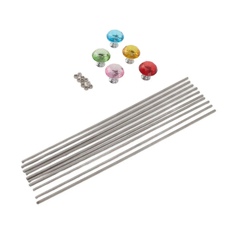 Stainless Steel M4 Threaded Rods And Nuts Kit With 5 Knobs 10 Rods And 10 Hex Nuts For DIY Fairy Garden Stakes Craft Projects And Easy No Fuss Industrial Repairs, with colored knobs and rods