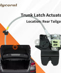 Kia Optima Rear Trunk Latch Actuator Replacement For 2016 To 2020 Models shown installed and close-up