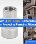 Stainless Steel 316 Female Reducing Coupling Quarter Inch by Eighth Inch NPT Pipe Fitting for Air and Water Lines