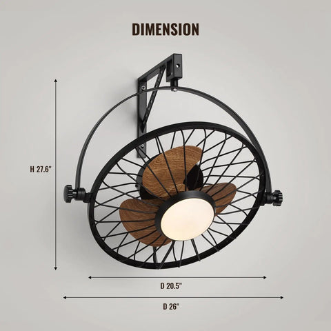 21 Inch Wall Mount Fan With Dimmable LED Light And Remote, 6 Speed Wall Fan With Plug In Cord For Bedroom Gym Patio Warehouse