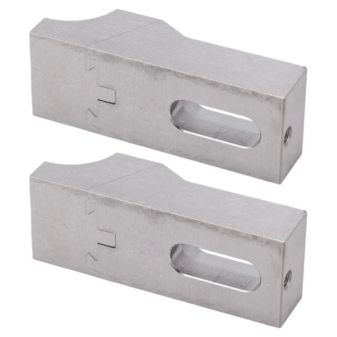 Low Profile Side Clamp Vise Set With Mold Steel M8 Arc Jaw 68x25x20mm showing two steel arc jaws for CNC milling and drilling.