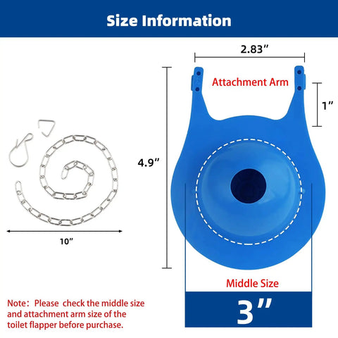 Diagram showing the 3-Inch Toilet Flapper Replacement Kit For Gerber 99-788 with rubber flapper and stainless steel chain.