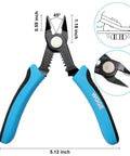 Precision Flush Wire Cutters With Stripping, Slim Diagonal Cutters, 6 Inch Pliers, measurement and design illustration