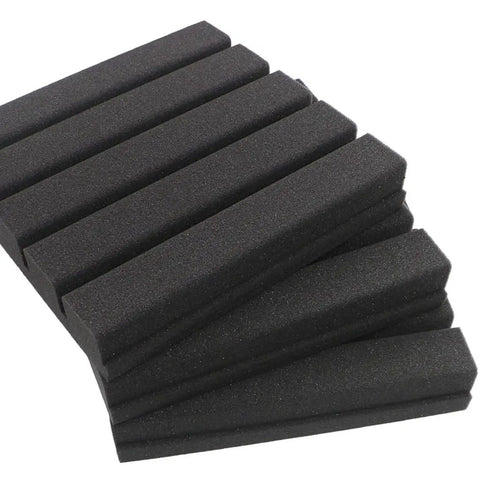 Kick Some Serious Noise To The Curb With This Top Notch Soundproof Acoustic Foam Panel Set Featuring High Density Wedge Wall Tiles That Are Straight Up Fire Retardant And Built Tough For Real Home Studio Upgrades - Set of 6 black foam wedges
