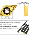 Carbide turning inserts set, 20 pieces, CCMT/DCMT 21.51, multilayer coated for lathe tool holders