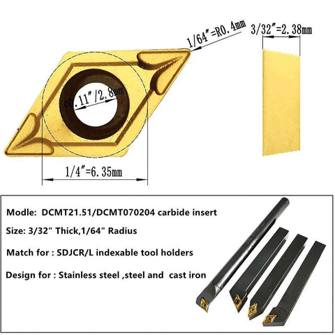 Carbide turning inserts set, 20 pieces, CCMT/DCMT 21.51, multilayer coated for lathe tool holders