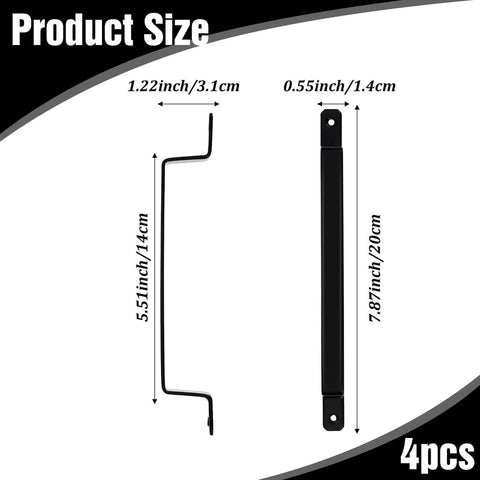Product size diagram for 4 Pack 7.87 Inch Black Barn Door Handles Built To Last Heavy Duty Rustic Metal Cabinet Pulls