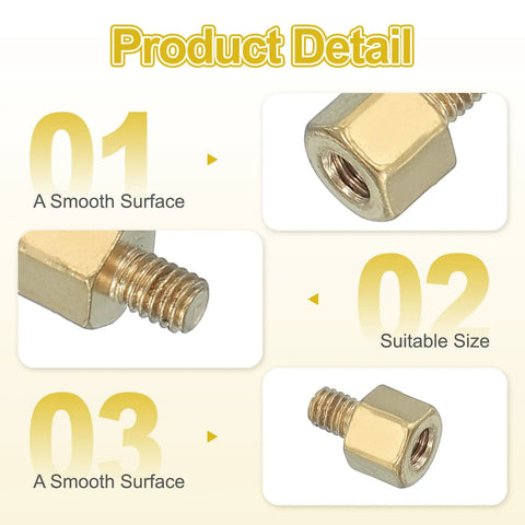 Close-up of Pro-Grade M2.5 Hex Brass PCB Standoff Spacer, showcasing smooth surface and suitable size for drone builds.