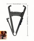Ultra Accurate Body Fat Caliper With Dual Metric And Imperial Scales For Men And Women Portable Skinfold Tester For Home Gym Or Travel Easy Readout And Precise Millimeter Measurements For Real Progress. black plastic caliper, 17 cm x 10 cm, dual scale