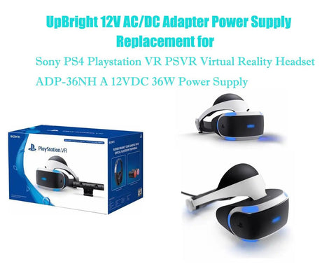 Smooth Plug And Play 12V 3A AC DC Adapter Heavy Duty Gamer Favorite For Sony PlayStation VR PSVR PSVR2 Universal Virtual Reality Headset Power Supply Cord with headset and box.