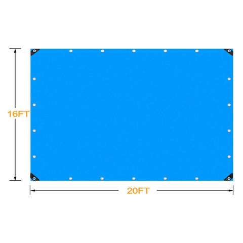 Heavy Duty Waterproof Tarp 16x20 Foot Poly Tarpaulin 16 Mil Thick With Metal Grommets Every Nineteen And A Half Inches