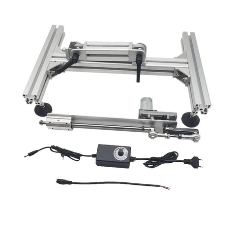 Rock Solid Reciprocating Cycle Linear Actuator With Adjustable Metal Stand And Grippy Suction Base 12 Volt 80 Millimeter Stroke 95 Rpm Includes Plug In Power Adapter.