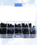 Nylon Standoff Screws And Nuts Kit DIY Friendly 300 Piece Black Hex Spacer Set For Electronics High Temperature Resistant Corrosion Resistant Non Conductive Insulation Includes Hex Nuts And Spacers, black nylon parts in organizer box