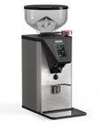 Professional Italian Crafted Stepless Micrometric Espresso And Coffee Grinder Featuring Brushed Steel Housing And Programmable Dosing for single or double shots.