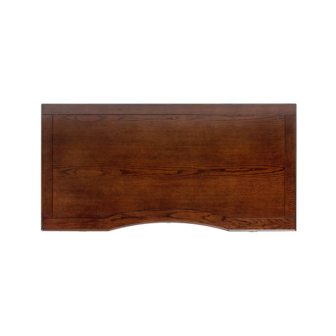Rock Solid Grey Cashmere Rubber Wood Computer Desk With Smooth Height Adjustment And Badass Aesthetic top view showing rich wooden surface.