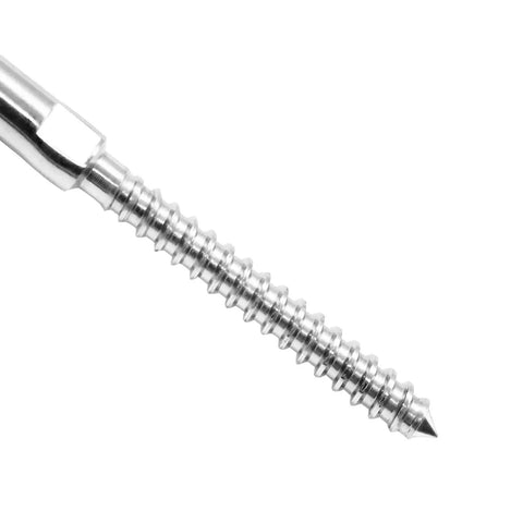 Close-up of 20 Pack Left And Right Hand Thread Swage Lag Screws For Three Sixteenth Inch Stainless Steel Cable Railing