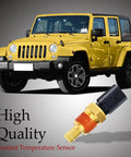 Close-up of HAOBO engine coolant temperature sensor with brass body and orange seal; black connector.