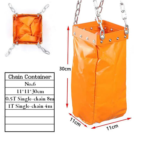 Heavy Duty Chain Bag Container For Overhead Manual Bridge Hoist Crane Chains Keep Chains Clean And Tangle Free With PVC Coated Mesh