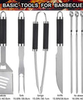 Basic tools 24 Piece BBQ Tool Set With Meat Thermometer And Injector In Extra Thick Stainless Steel Includes Spatula Fork Tongs