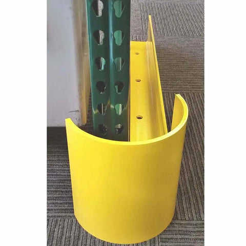48 Inch Heavy Duty Right Hand Pallet Rack Protector Built Like A Tank Featuring Rock Hard Steel Half Moon Guard And Sloped Bracket To Dodge Forklift Kickbacks And Keep Your Inventory Bulletproof