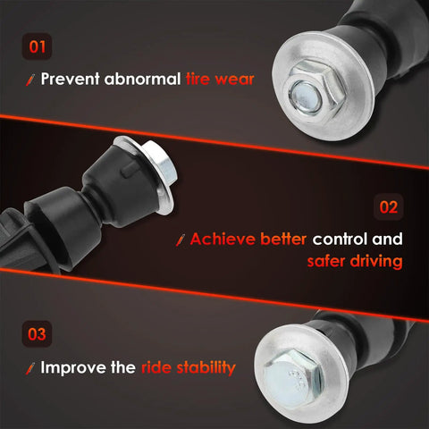 Front Sway Bar Link Replacement For 07-19 Chevy Silverado And GMC Sierra 1500 Tahoe Fix Clunking Improve Handling Prevent Leaning And Reduce Uneven Tire Wear With OEM Style Fit And Durable Construction, black metal link ends