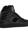 Clone Black Patent Silver Men's Skate Shoes Size 10 Medium with reinforced high abrasion uppers, side view