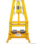 Front view of Hydraulic Shop Press With Steel Frame And Yellow Finish 6 Ton Bench Top Mount 4 1/4 Inch Working Range Includes 2 Press Plates