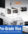 Top Tier Mini Metal Milling Machine And Vertical Mill Lathe With Slick Electroplated Body 36 Watt Motor Cranking 20000 RPM Precision vise for accurate holding.
