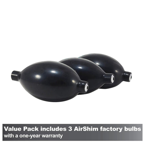 AirShim Inflation Bulbs For Lift Bags Black 3 Pack Built To Last With Universal 1/4 Inch Valve Stem Fittings Easy Secure Replacement Latex Rubber