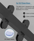 Top Shelf Black Glass Railing Post For Outdoor Stairs Decks built like a tank showing clamps for 10/12mm glass attachment.