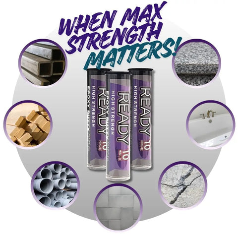 Heavy Duty Premium Epoxy Putty That Sets In 10 Minutes For A Fast Bond 205 F Heat Resistance And 6500 PSI Strength in tubes