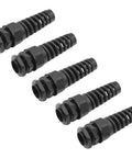 Five Pack Half Inch Strain Relief Cable Gland Kit IP68 Waterproof Nylon Spiral Joint With Gaskets For Six To Twelve Millimeter Wires