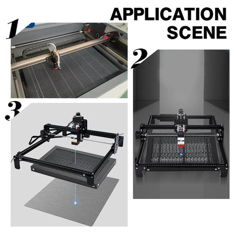 BENECREAT Honeycomb Working Table for laser engravers, iron frame, 11.8x7.8x0.8in; three-view collage